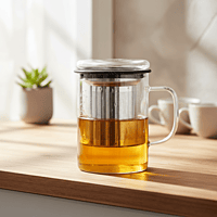 G4 Glass cup with tea infuser and glass lid